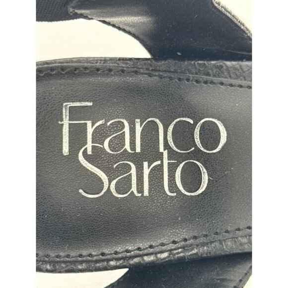 Black Franco Sarto Pointed Toe Ankle Strap High Heel Pumps Professional Textured - Picture 5 of 8